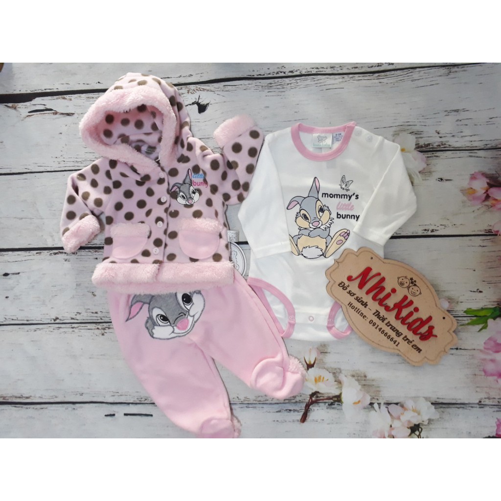 Set body kèm áo khoác và quần nỉ bông Koala baby  Thái Lan  (3kg-7kg)
