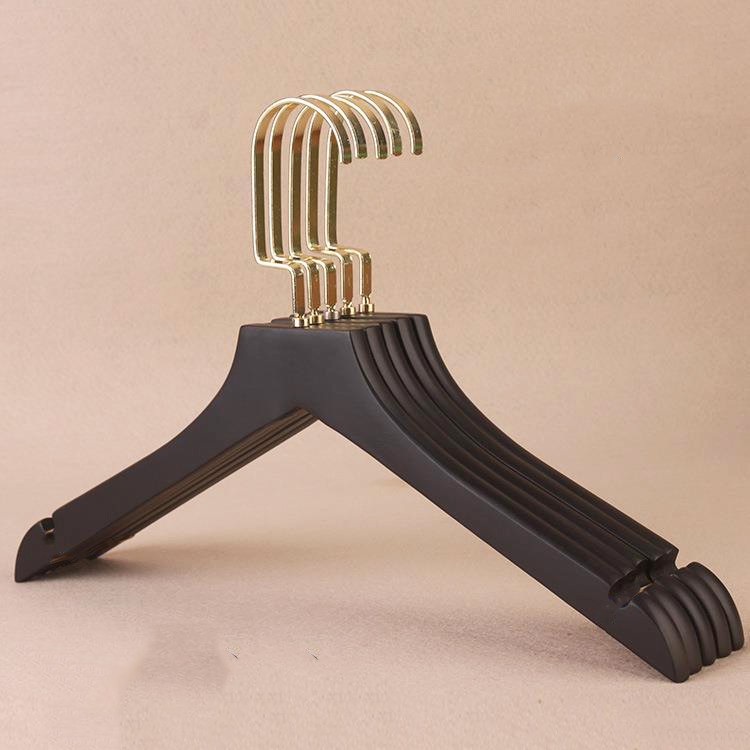 Móc Gỗ Treo Quần Áo Đen Trơn 44.5cm