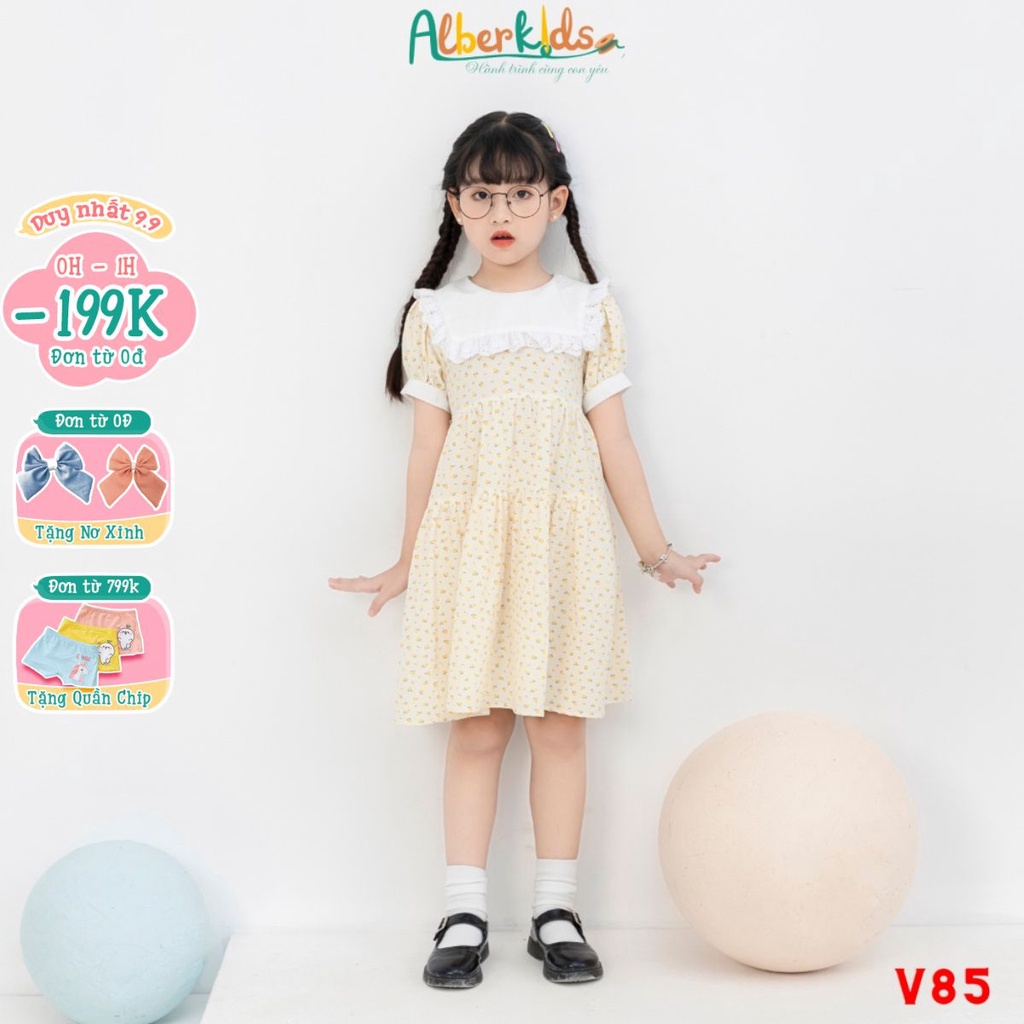 Váy bé gái ALBERKIDS phối yếm ren ngực công chúa xinh đẹp cho trẻ em 2,3,4,5,6,7,8,9,10,11,12 tuổi [V85]