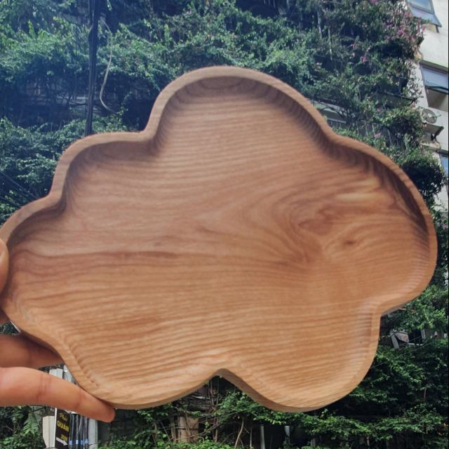 Khay gỗ hình đám mây decor đồ ăn