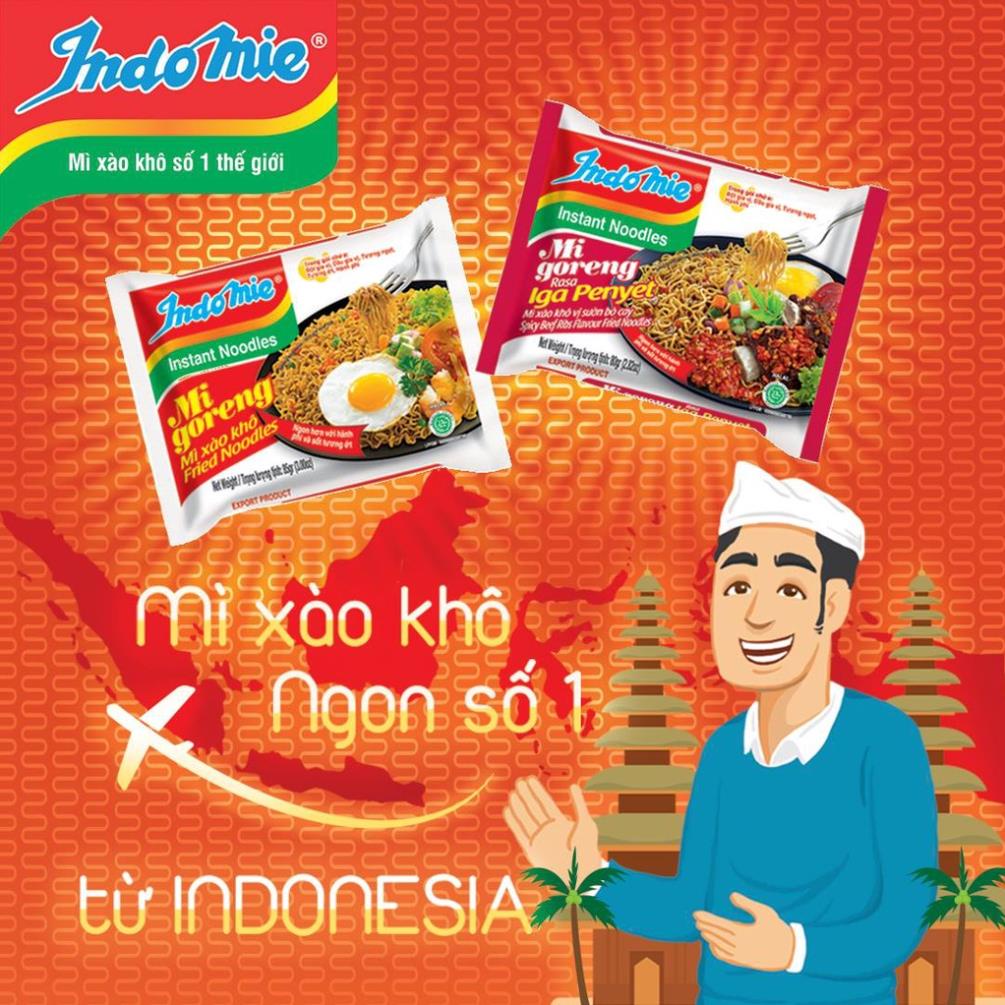 Lốc 5 Gói Mì Xào Khô Indomie Mi Goreng Rasa Rendang Vị Bò Cay 91g