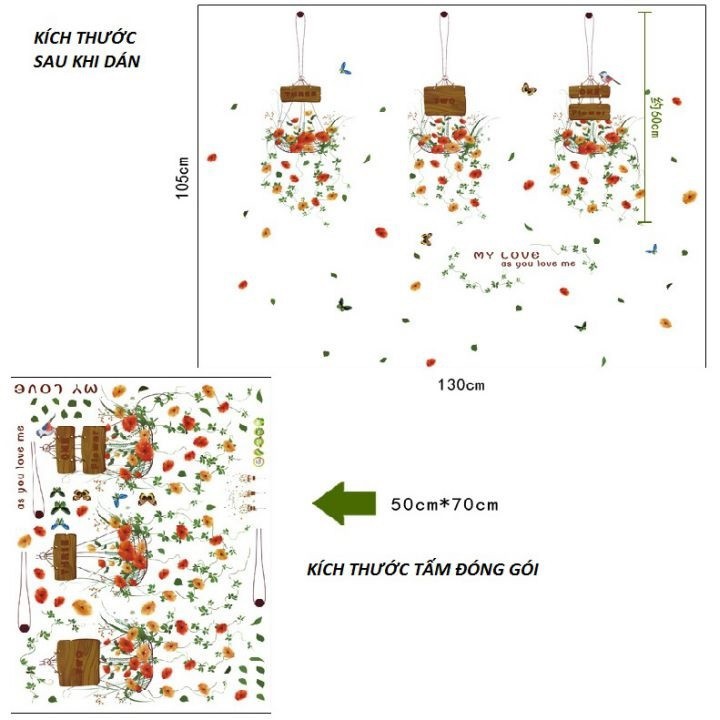 (HCM) Decal dán tường Chậu hoa DKN067 - decalhcm