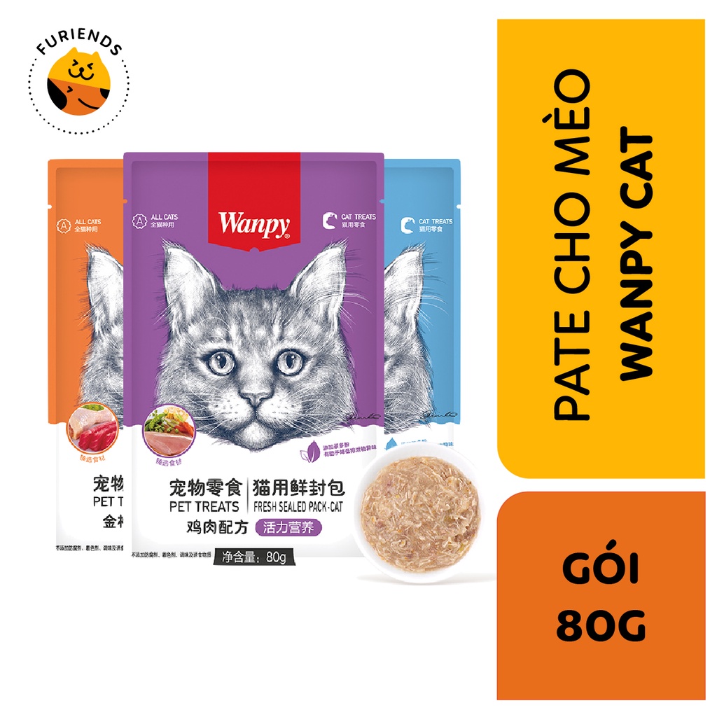 Pate cho mèo Wanpy thức ăn dinh dưỡng cho mèo mọi lứa tuổi gói 80g – Furiends