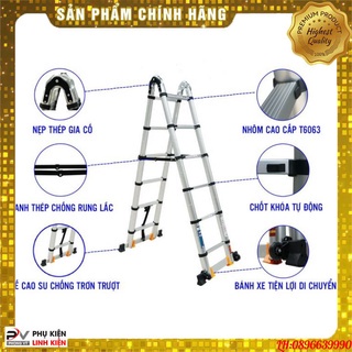 Thang nhôm rút chữ A Anita cao cấp dài 2.5m - Tổng độ dài 5 m