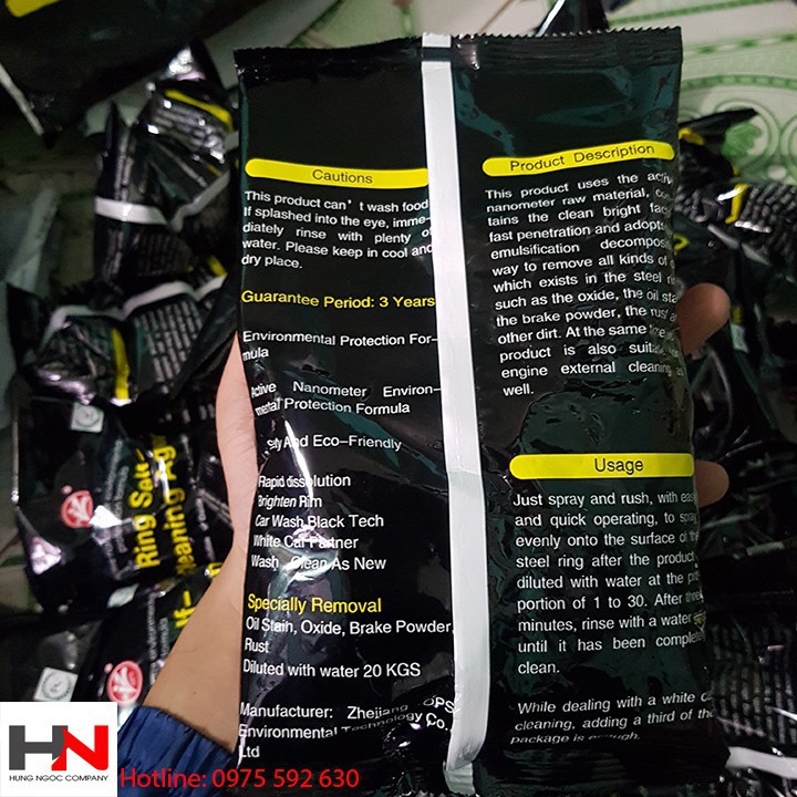 SALE Bột rửa xe lazăng siêu sạch gói 500g pha tỉ lệ 1 gói/ 50 Lít nước