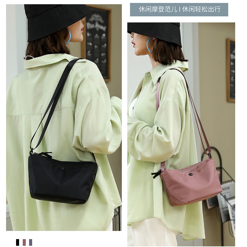 Túi Đeo Chéo nylon Màu Trơn Chống Nước Thời Trang Cho Nữ