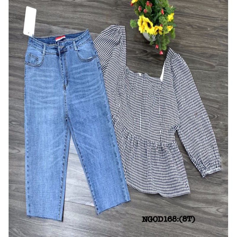 QUẦN JEANS 8 TẤC XANH NHẠT
