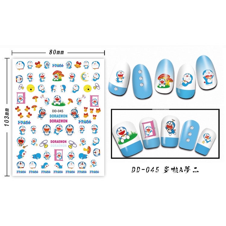 Miếng Dán Trang Trí Móng Tay Chống Thấm Nước Họa Tiết Hoạt Hình Doraemon Dễ Thương Cho Bé