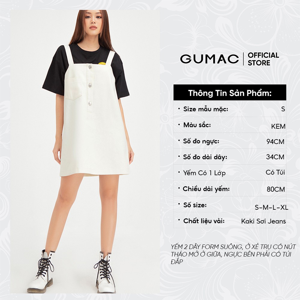 [Mã WABRG208 giảm 10% tối đa 50k đơn từ 250k] Yếm nữ phối nút GUMAC phong cách Hàn Quốc DB539 [không kèm áo thun | BigBuy360 - bigbuy360.vn