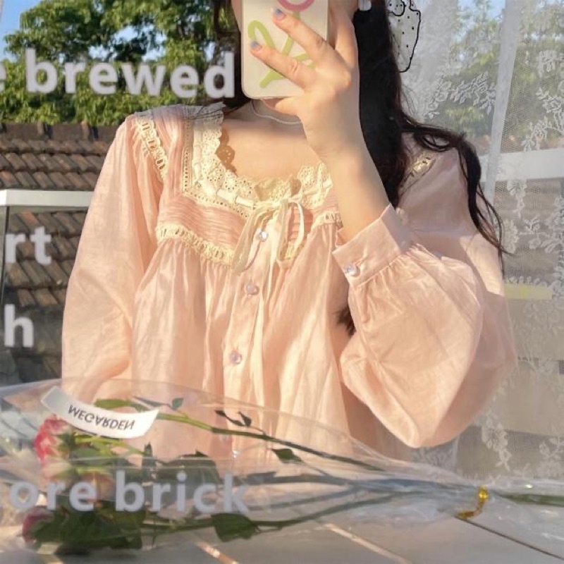 ÁO SƠ MI HỒNG KIỂU CÁCH ĐIỆU VẢI VOAN TƠ XINH LUNG LINH