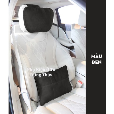 Gối Tựa Đầu Dựa Lưng Ô Tô Xe Hơi Vải Da Lộn Maybach Cao Cấp Siêu Mềm Chống Đau Mỏi