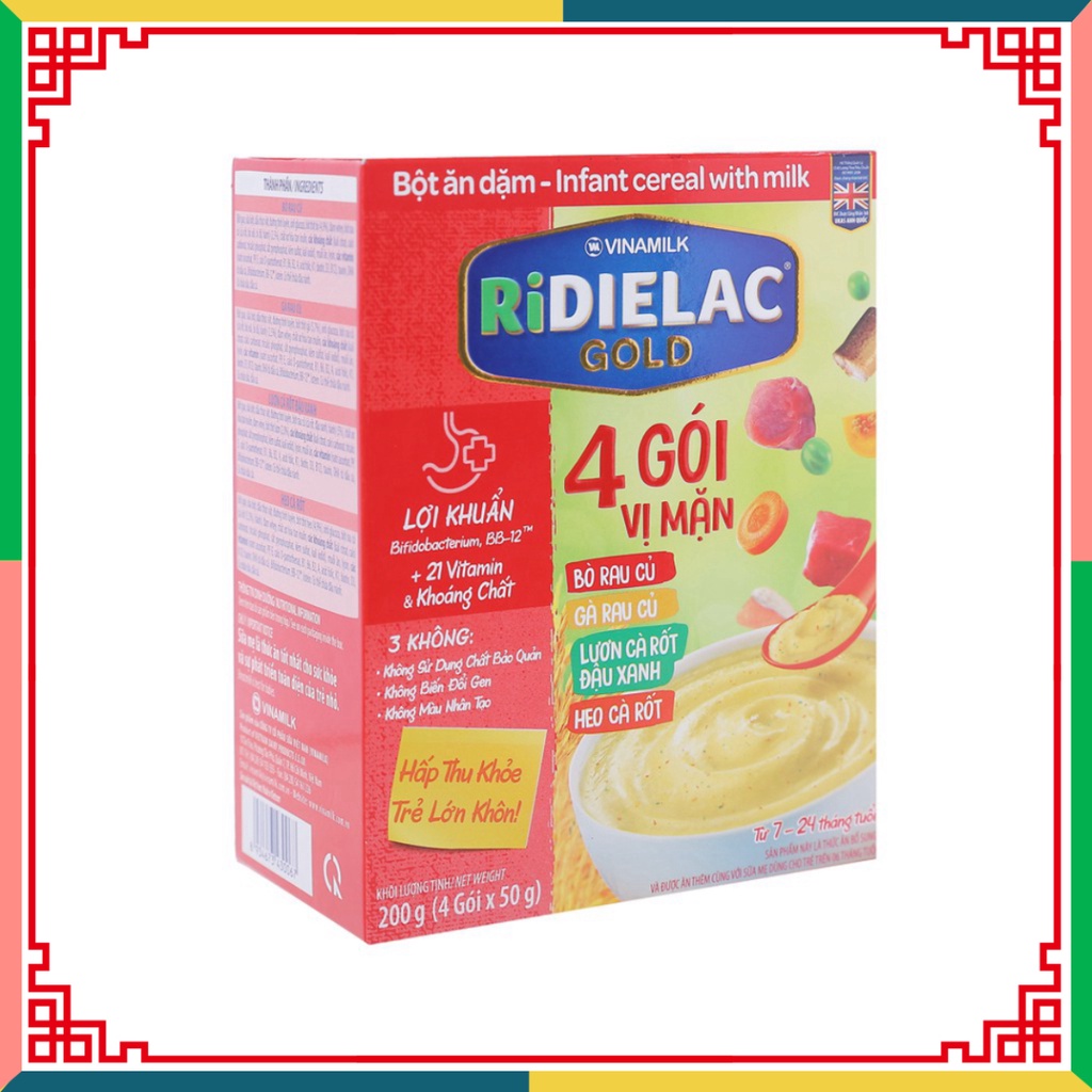 Bột ăn dặm RiDielac Vinamilk 200g (4 gói Vị ngọt, 4 gói Vị mặn) ( Đại lý Ngọc Toản)