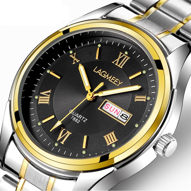 (New Arrival) ĐỒng Hồ Nam Chạy 2 Lịch LAGMEEY Phiên Bản Doanh Nhân 2018 Dây Thép Không gỉ Cao Cấp