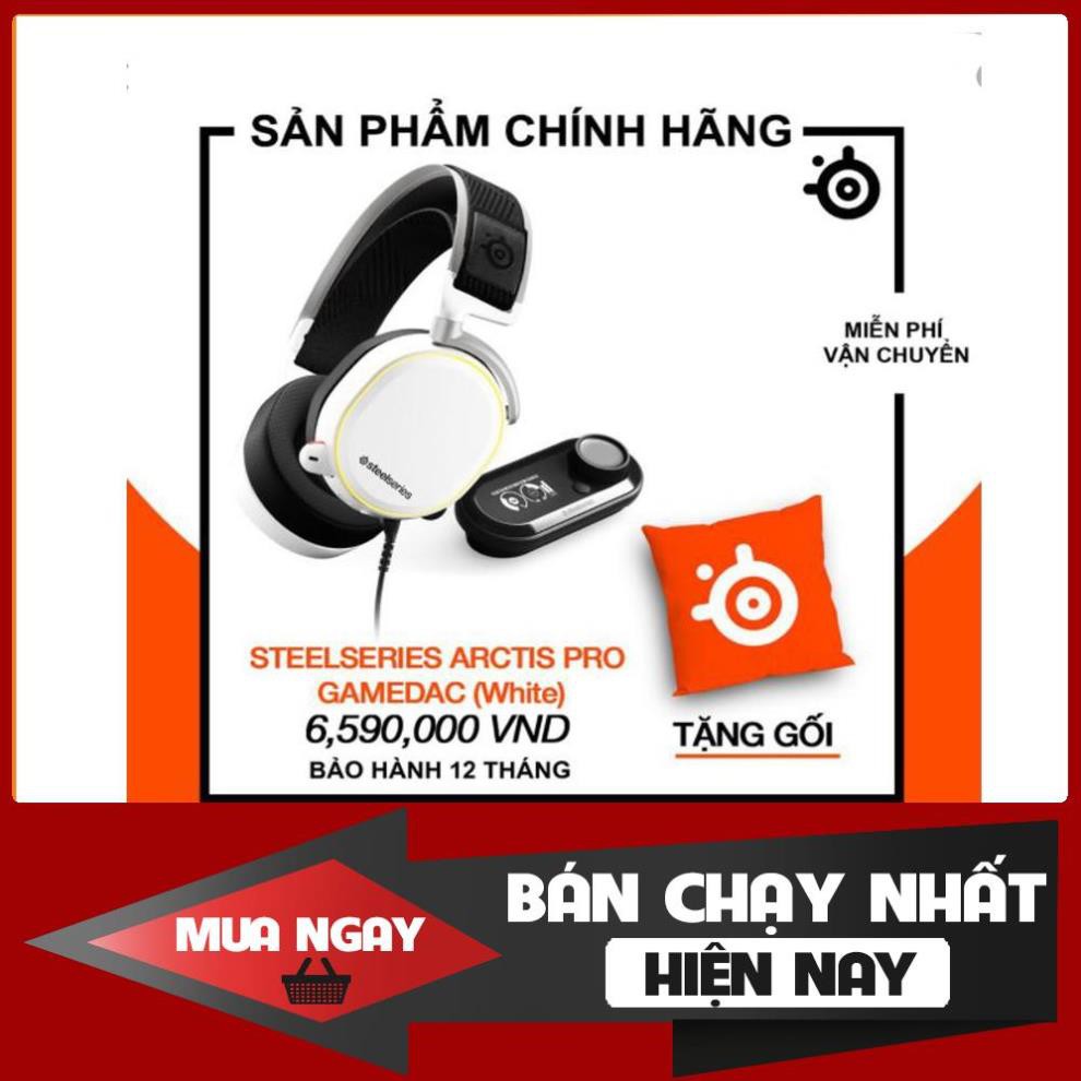 Tai nghe gaming có dây Steelseries Arctis Pro RGB + Game DAC 7.1 (White) 61454 (Tặng gối Steelseries)