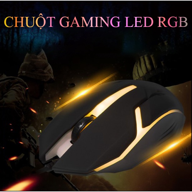 Chuột gaming máy tính có dây game thủ 1600DPI chế độ LED 7 màu kết nối USB đơn giản - K1330