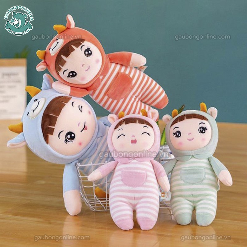 Búp Bê Baby Áo Kẻ | Búp bê nhồi bông siêu cute kích thước 35 cm hàng cao cấp