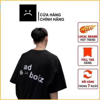 Áo thun Sadboiz thêu logo tay lỡ form rộng vải Cotton, T-Shirt Sad boiz thêu logo Unisex