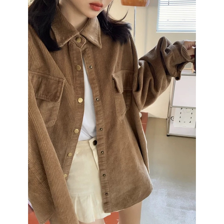 Áo Sơ mi Nhung Tăm - Áo dài tay có cổ unisex Daski | BigBuy360 - bigbuy360.vn