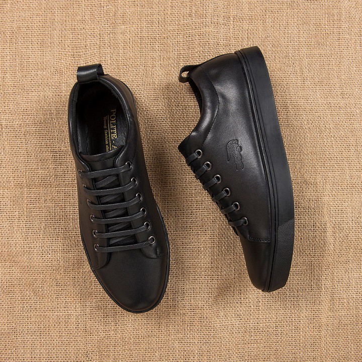 Giày da nam cao cấp phong cách thể thao màu đen in cá sấu full box, giày tây nam giá rẻ