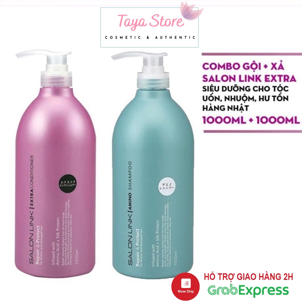 Dầu gội xả Salon Link Extra Nhật Bản 1000ml dầu gội dành cho tóc gãy rụng, xơ rối, tóc tổn thương do uốn nhuộm