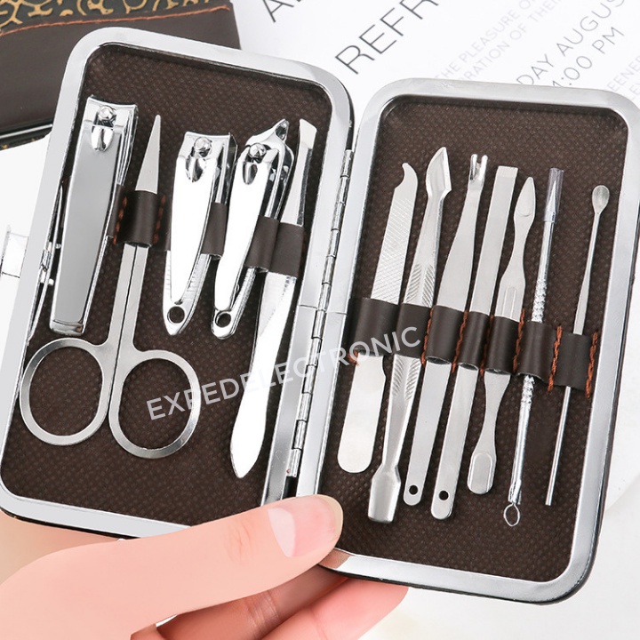 Bộ bấm, cắt móng tay 12 chi tiết cho gia đình bằng thép không gỉ size nhỏ