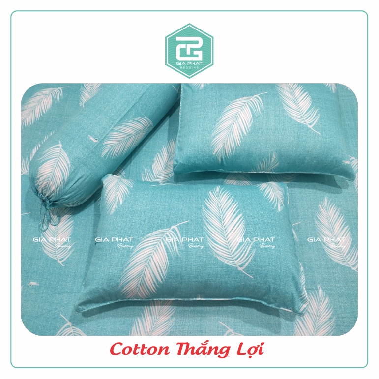 Bộ ga gối Thắng lợi cotton 100% chuẩn logo mẫu lông vũ