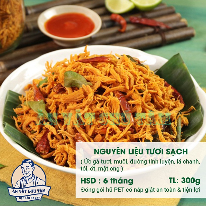 khô gà lá chanh 300gr , đồ ăn vặt handmade Chú Tâm đặc sản Đà Lạt, khô gà thơm ngon vị gia truyền đảm bảo vệ VSATTP | BigBuy360 - bigbuy360.vn