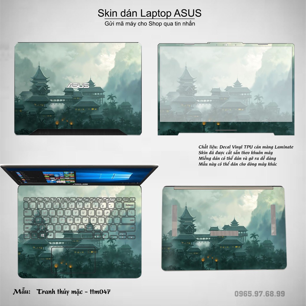 Skin dán Laptop Asus in hình Tranh thủy mặc nhiều mẫu 2 (inbox mã máy cho Shop)