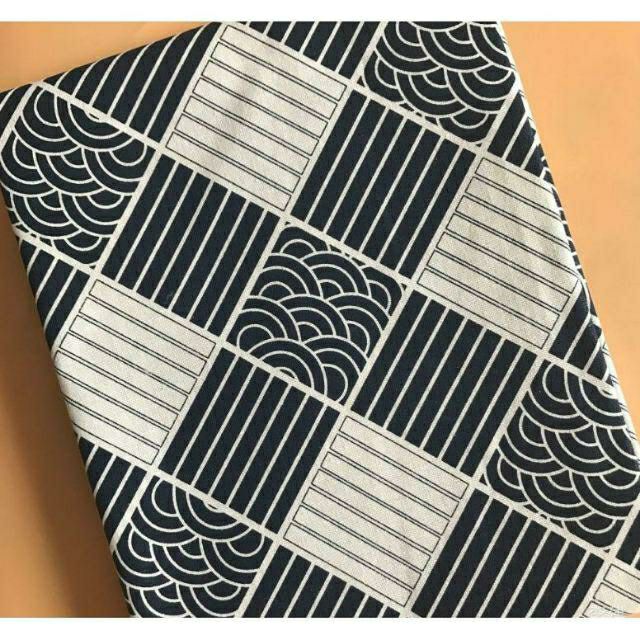 Vải bố họa tiết hình thoi trắng xanh