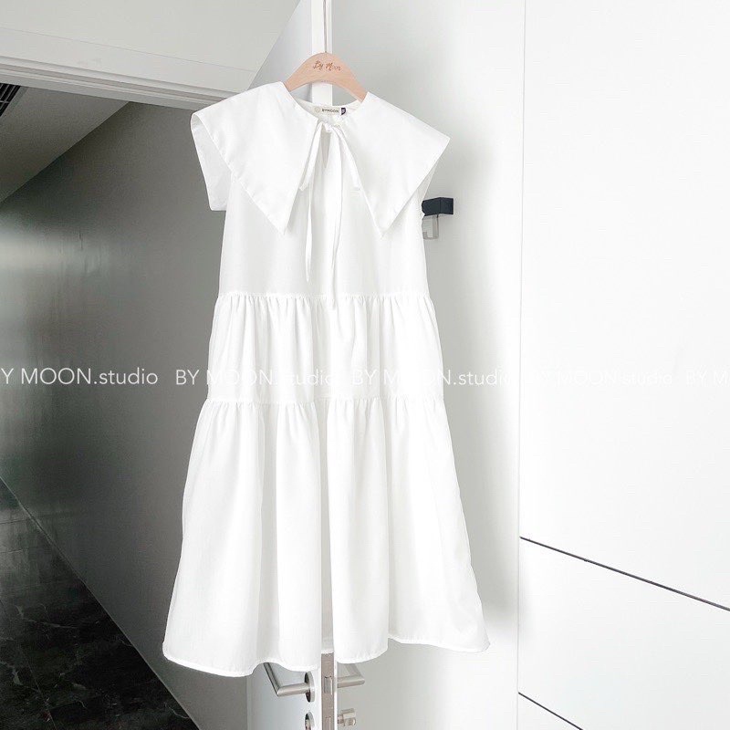 Đầm bầu babydoll cổ nhọn thắt nơ  tkutrang -  váy bầu tiểu thư dáng xòe 2 màu siêu xinh