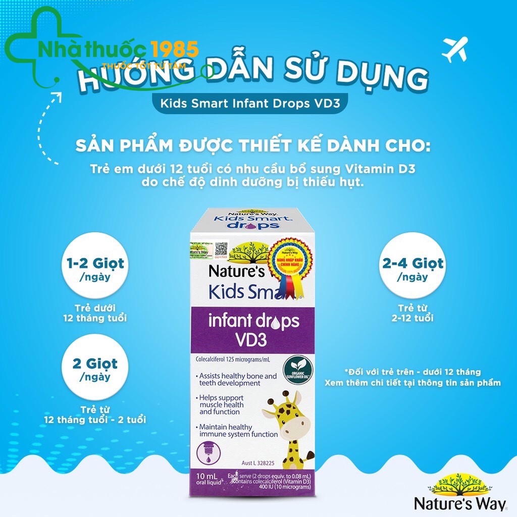 Siro Uống Nature's Way Kids Smart Infant Drops VD3 Bổ Sung Vitamin D Cho Bé 10ml