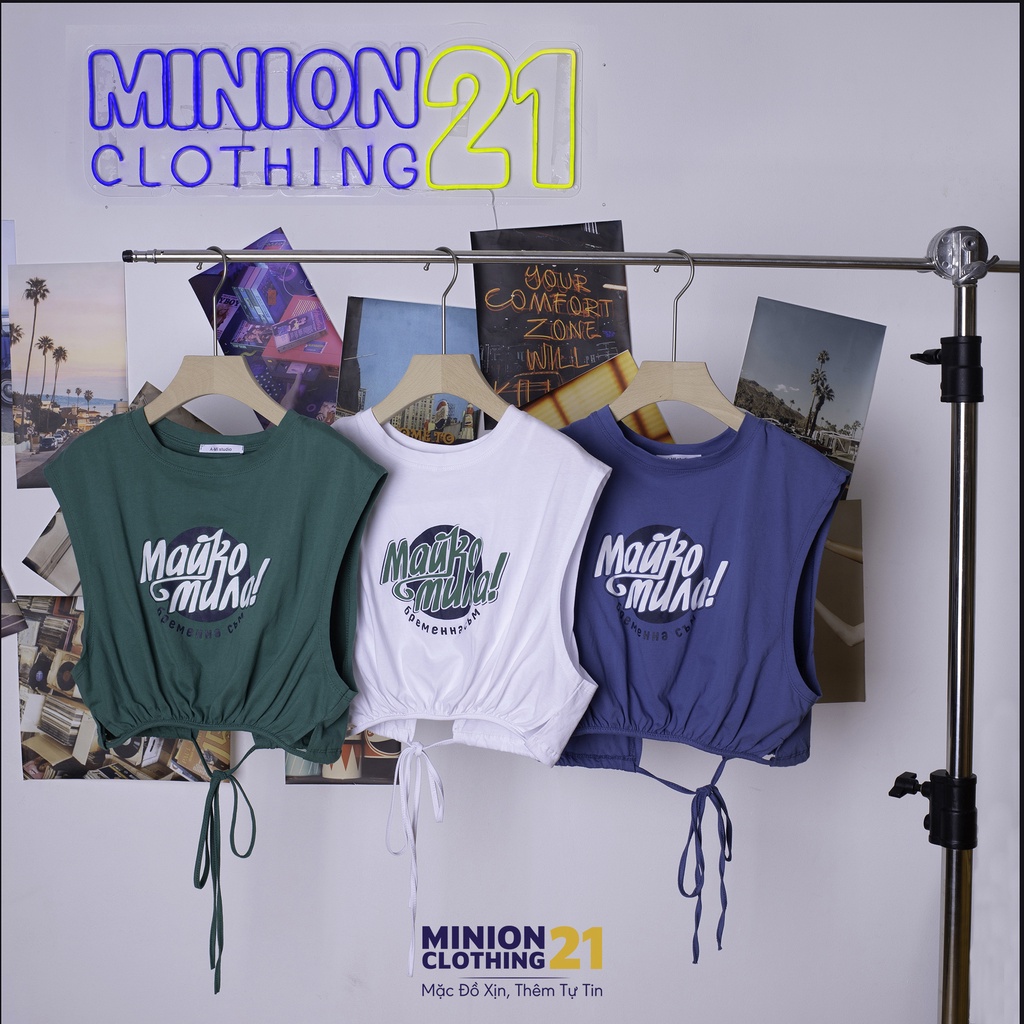 Áo croptop ba lỗ MINION CLOTHING tee dáng ngắn không tay phông Ulzzang Streetwear pull Hàn Quốc vải mềm mịn A3032