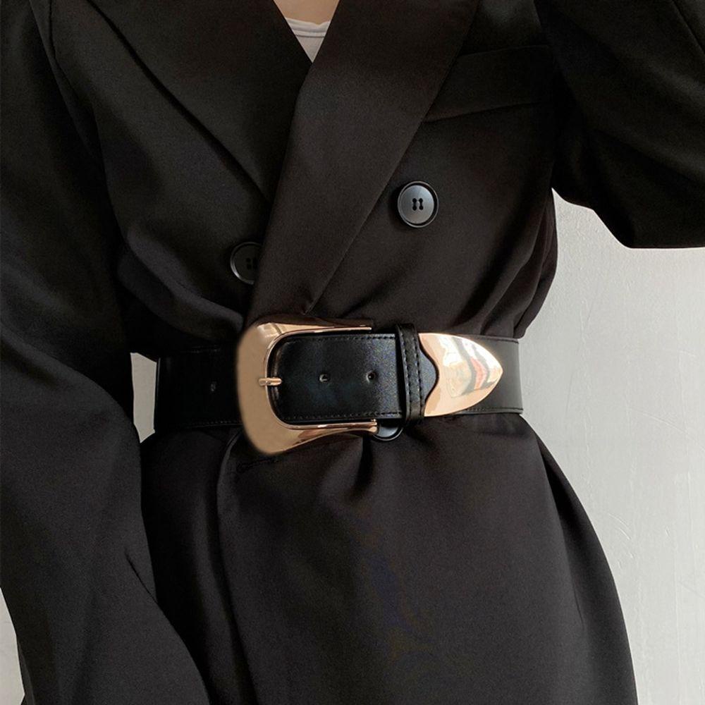 Thắt Lưng Nịt Bụng Co Giãn Khóa Kim Loại Tròn Kiểu Hàn Quốc Đơn Giản Cho Nữ