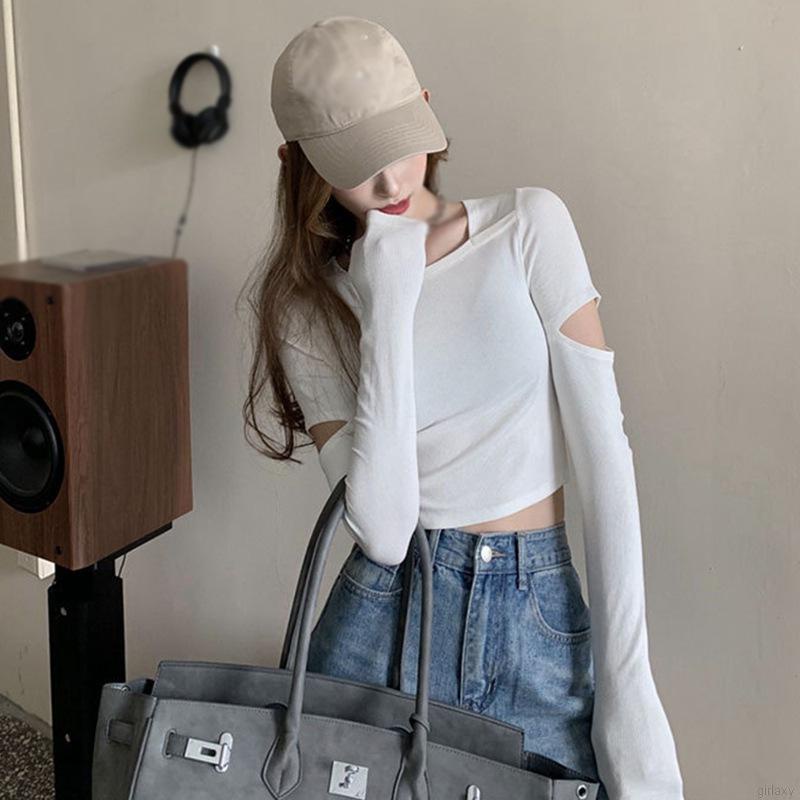 Áo dệt kim tay dài màu sắc đơn giản phong cách Hàn Quốc cho nữ