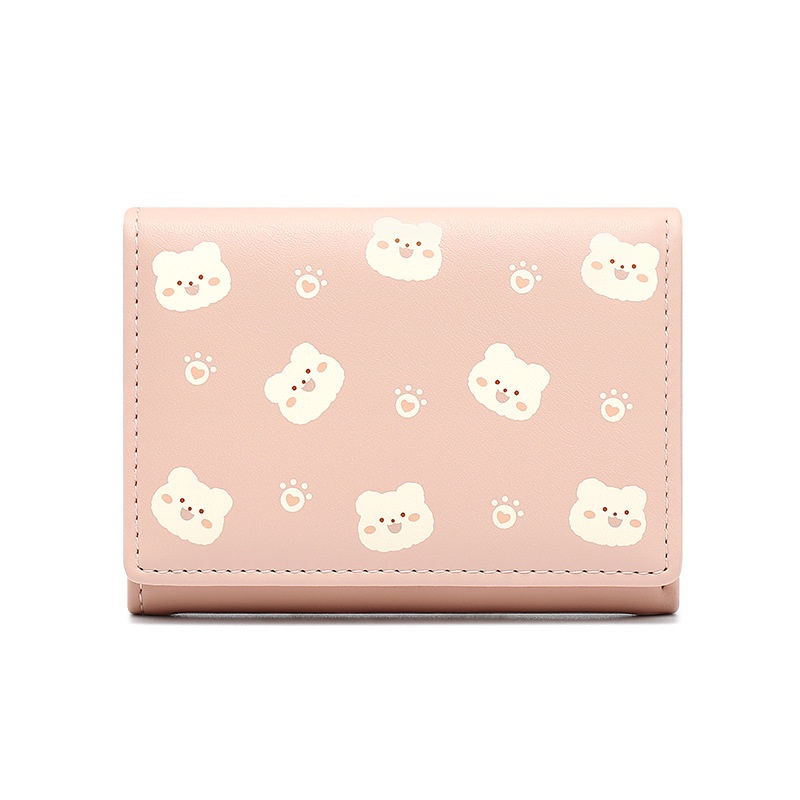 Ví Da Pu Gập Ba Thiết Kế Đơn Giản Họa Tiết Hoạt Hình Đáng Yêu Thời Trang Cho Nữ