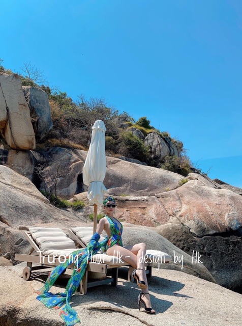 SET MONOKINI KHOÉT 3 MÓN KÈM ÁO CHOÀNG HOẠ TIẾT NHIỆT ĐỚI XANH | BigBuy360 - bigbuy360.vn