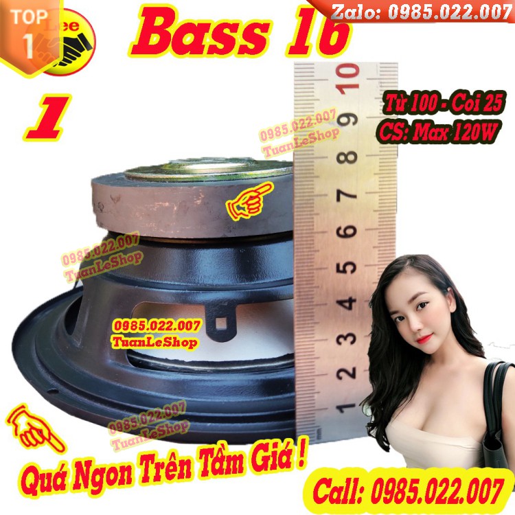 MỘT CỦ LOA BASS 16 GÂN CAO SU NHẬP KHẨU - LOA BASS GIÁ RẺ