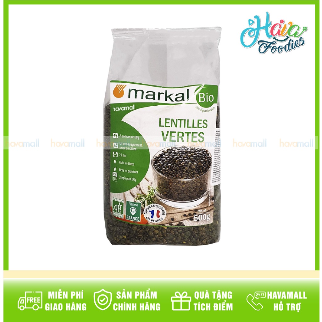 [HÀNG CHÍNH HÃNG] Đậu Lăng Xanh Nguyên Hạt Hữu Cơ Markal 500gr – Organic Lentilles Vertes