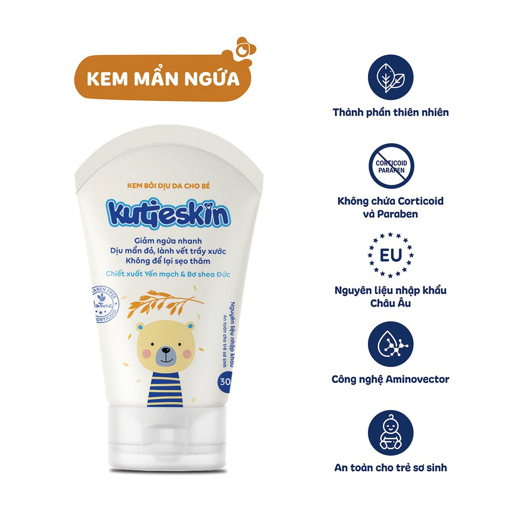 Kutieskin 30gr giành cho da Bé bị muỗi đốt côn trùng cắn