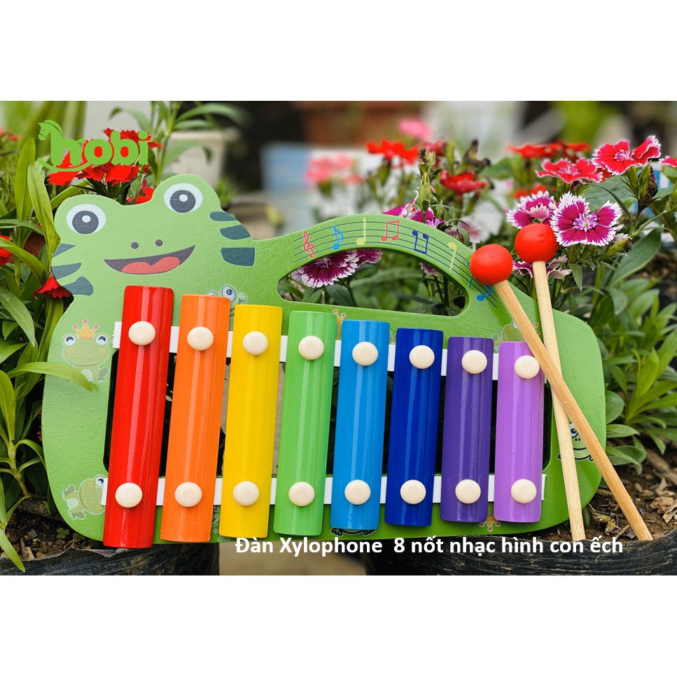 Đàn Xylophone 8 Thanh giúp bé học màu sắc, kích thích thính giác phát triển- đồ chơi gỗ Việt nam xuất khẩu