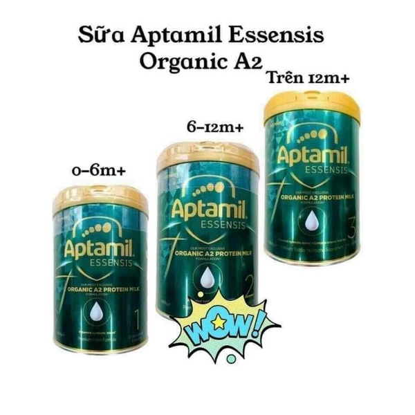 Sữa Aptamil Essensis Organic Úc đủ số 1, 2, 3 - 900gr cho bé date/2023