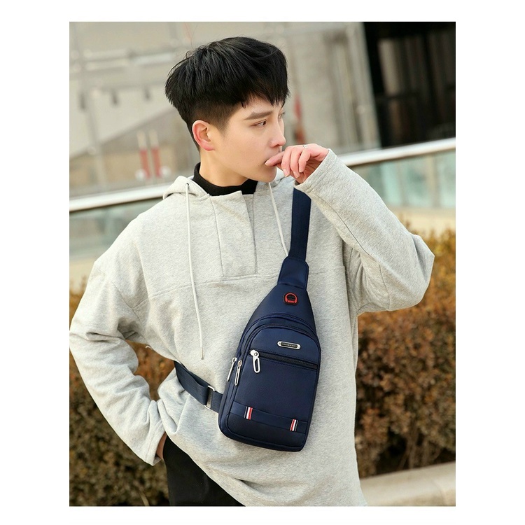 Túi đeo chéo nam vải canvas chống nước 3 ngăn phong cách Hàn Quốc TC78