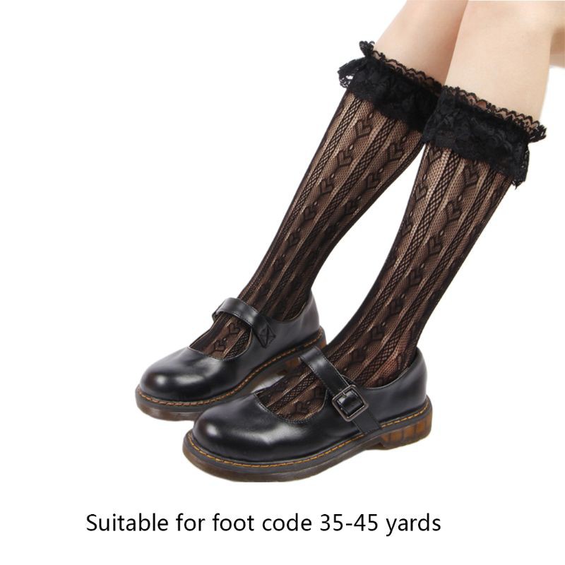 Đôi Tất Đùi Màu Trơn Trang Trí Ren Hoa Xinh Xắn Cho Nữ