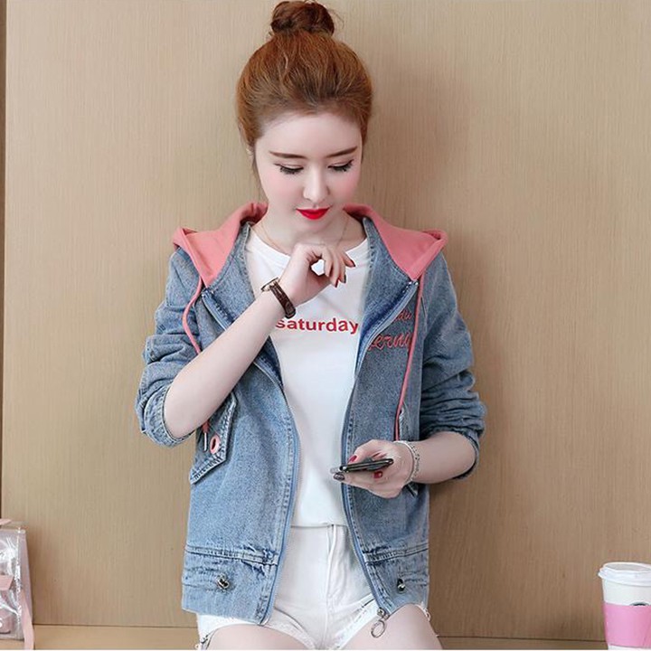 Áo Khoác Jean Nữ Nón Trùm Thời trang
