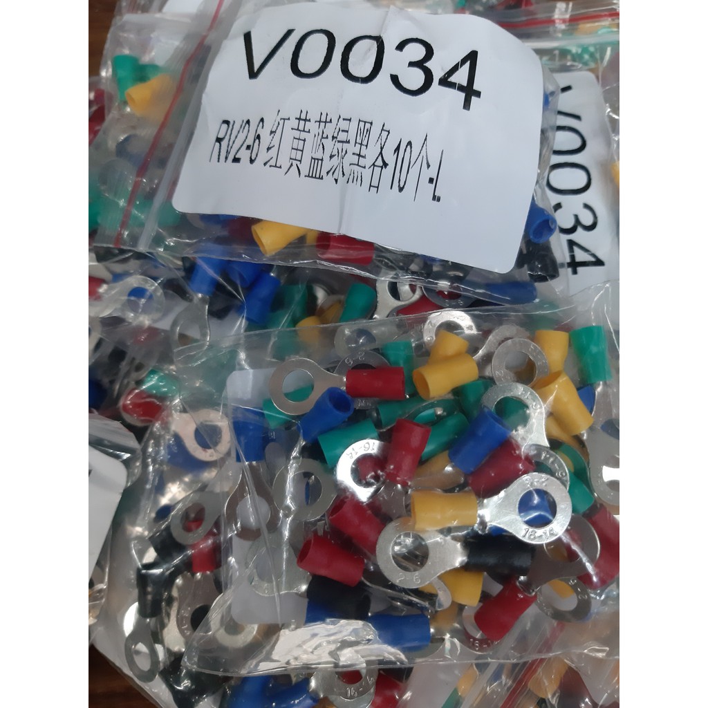 Set 50 đầu nối dây điện Rv2-6 - Đầu cos nối dây cáp cách điện