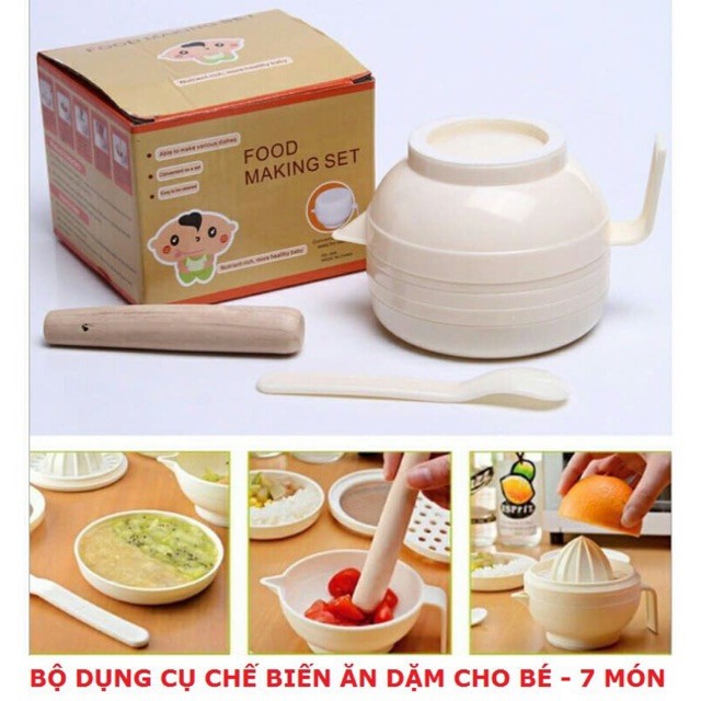 Bộ Chế Biến Ăn Dặm Kiểu Nhật 7 Dụng Cụ Cho Bé