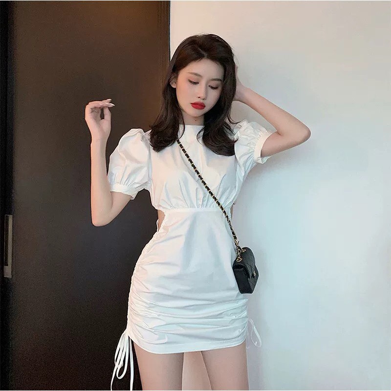 Đầm body đẹp cổ tròn , rút dây khoét eo mặc đi dạo phố, dự tiệc rất xinh, nhẹ nhàng cuốn hút mọi ánh nhìn - Đ123 | BigBuy360 - bigbuy360.vn