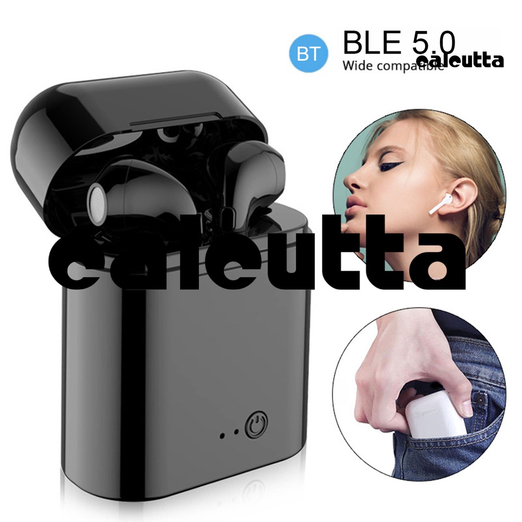 (CUL) Tai Nghe Không Dây Bluetooth 5.0 i7S Nút Bấm Thời Gian Chờ Lâu Có Hộp Sạc Điện Thoại