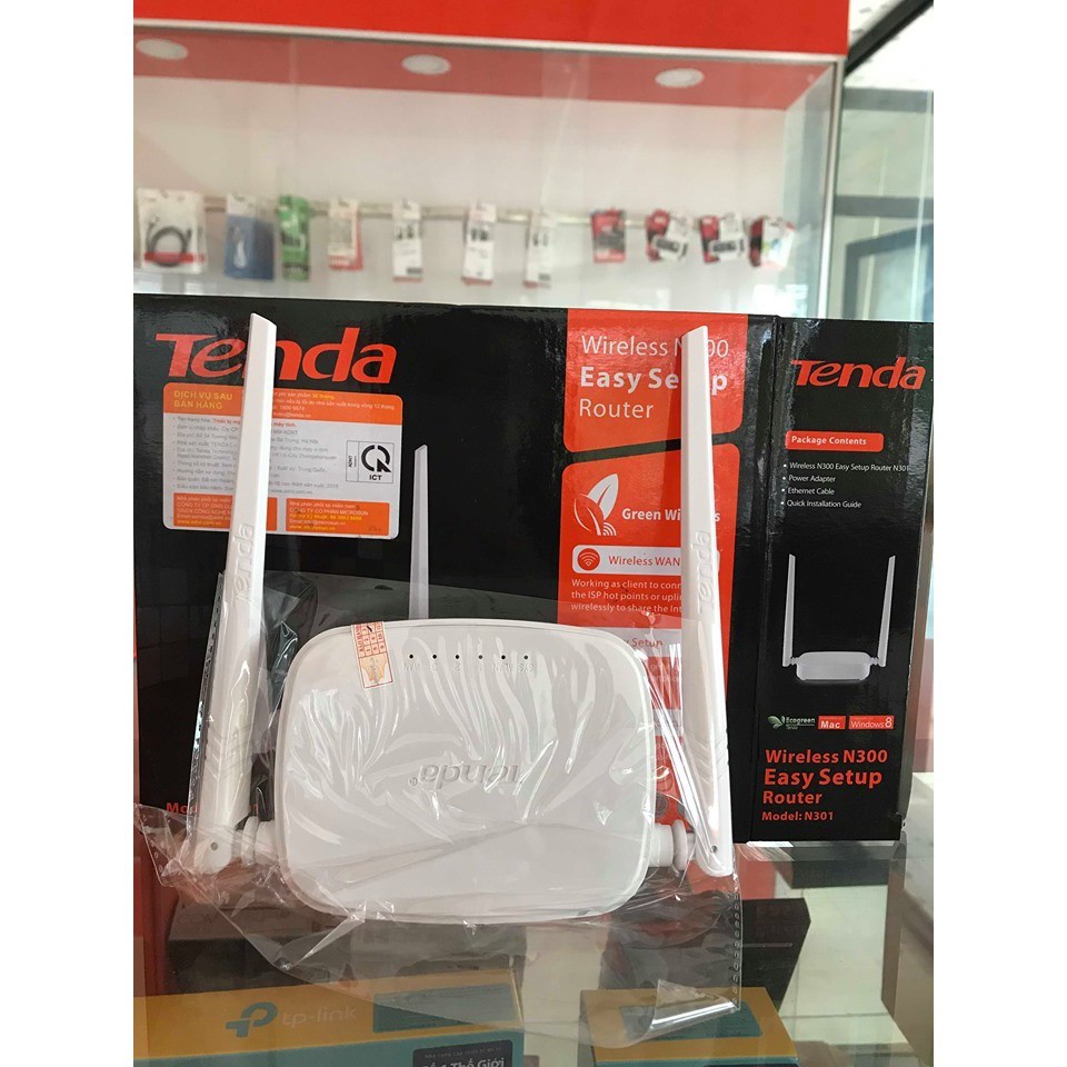 Bộ phát wifi Tenda N301 Wireless N300Mbps 2 râu - Hàng chính hãng bảo hành 1 năm