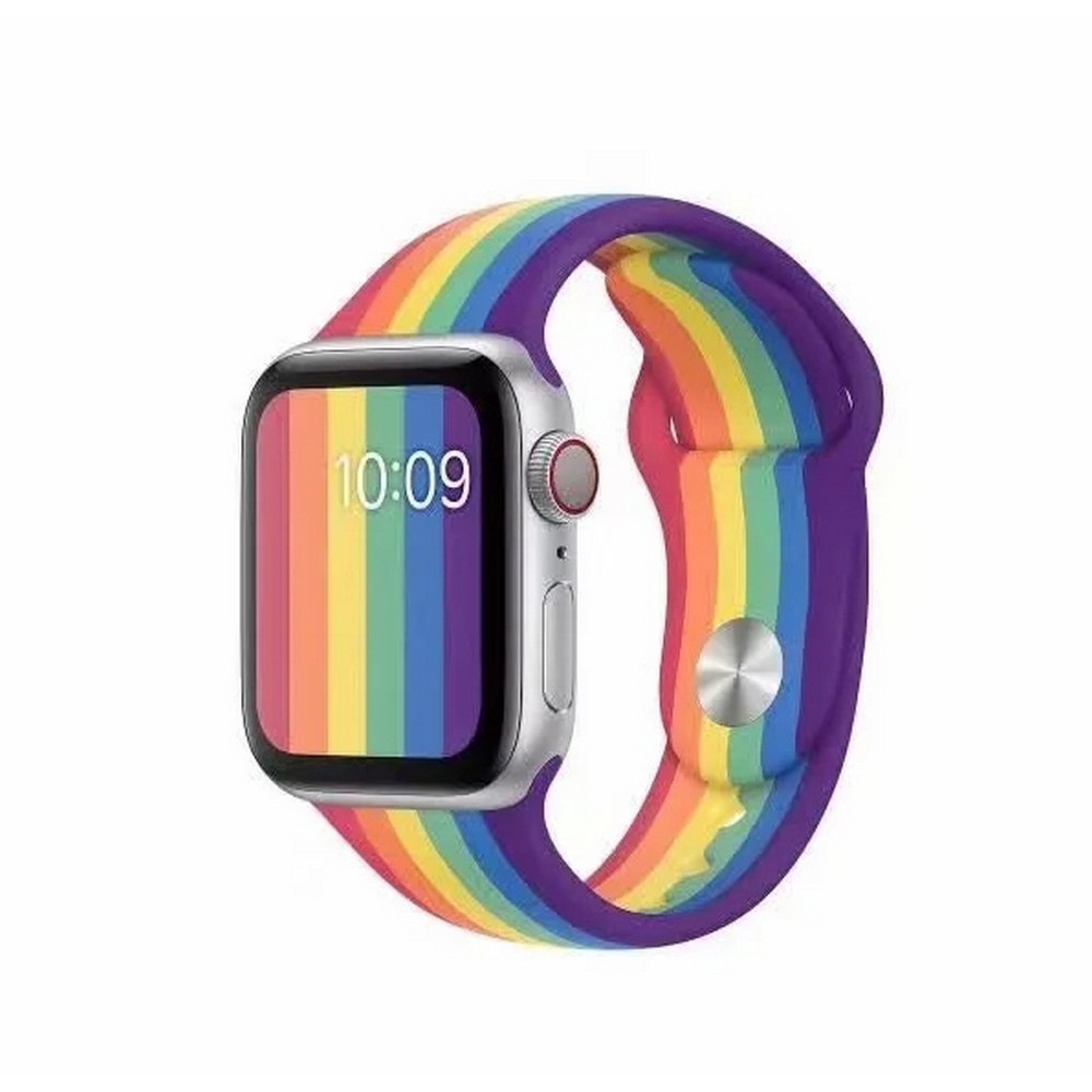 Dây Đeo Silicon Màu Cầu Vồng T500 T600 Ft50 W26 W98 F10 U78 T600 Apple Watch Nike Pride Edition Phiên Bản 1 / 2 38mm / 42mm / 44mm / 6 / 5 / 4 / 3